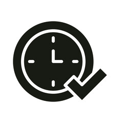 Time clock with check symbol solid style icon vector illustration design. EPS10