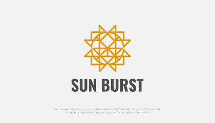 Sun Burst Logo Design with Abstract Linear Style Isolated on White Background. Usable for Hotel, Resort, Spa, Jewelry and Beauty Logos. Flat Vector Logo Design Template Element