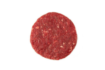 Raw cutlet for hamburger isolated on white background