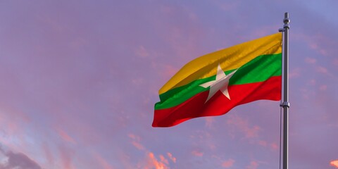 3d rendering of the national flag of the Myanmar