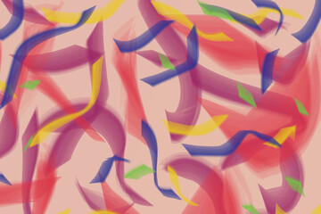 Abstract background multicolored ribbons and pink tint
