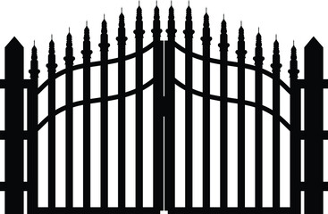 Iron Gate on White Background ,Gate fence vector