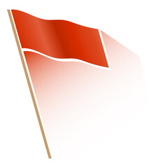 Flag. Red flag icon on white background with long shadow. Vector, cartoon illustration. Vector.