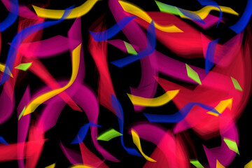 Abstract multicolored ribbons on black background
