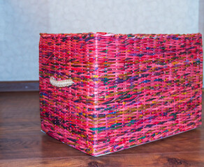 Handmade basket on the floor.