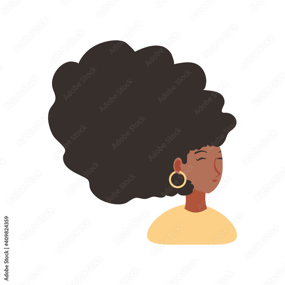 Canvas Prints afro american woman character in cartoon style white background