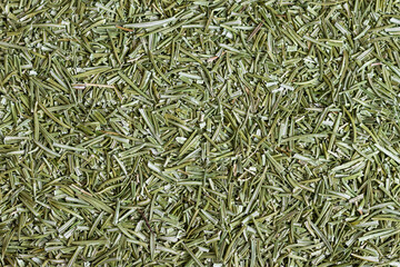 Dried rosemary leaves (Rosmarinus officinalis). A seasoning for cooking and a medicinal plant used in medicine.