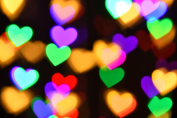 colorful hearts illumination for holiday or abstract boke background