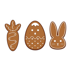 Set of Easter gingerbread. White background.