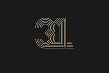 Number 31 Logo, Monogram Number 31 logo multi line style, usable for anniversary and business logos, flat design logo template, vector illustration - obrazy, fototapety, plakaty