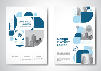 Template vector design for Brochure, AnnualReport, Magazine, Poster, Corporate Presentation, Portfolio, Flyer, infographic, layout modern with blue color size A4, Front and back, Easy to use and edit.