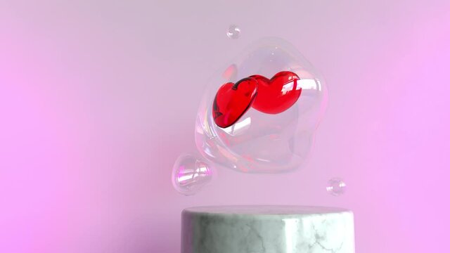 4k Video 2 hearts in the soapbubbles. Prores 4444
