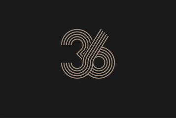 Number 36 Logo, Monogram Number 36 logo multi line style, usable for anniversary and business logos, flat design logo template, vector illustration - obrazy, fototapety, plakaty