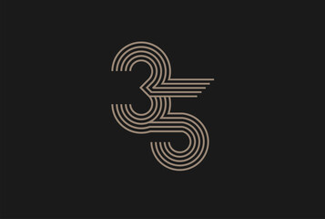 Number 35 Logo, Monogram Number 35 logo multi line style, usable for anniversary and business logos, flat design logo template, vector illustration - obrazy, fototapety, plakaty