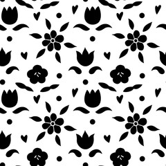 FLoral  silhouettes seamless pattern. Vector scandinvian design