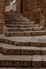 ancient stairs in stone old city Jaffa in Tel Aviv