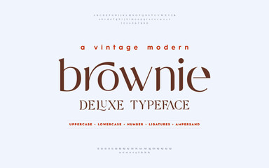 Classic typography elegant. Lettering minimal fashion designs. Alphabet uppercase, ampersand, ligatures. Vector illustration word.