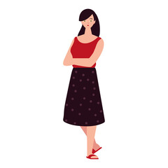 woman character with crossed arms white background