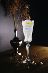 cocktail inside the bar, standing on the table