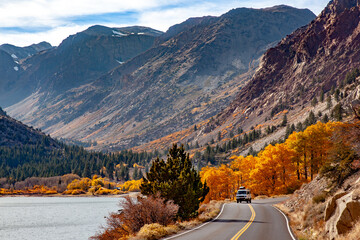 mountain road in autumn