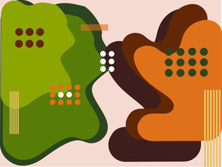 Arbitrary shapes for packaging. Cardboard and paper. Shades of green and brown. Avocado concept. Vector graphics.