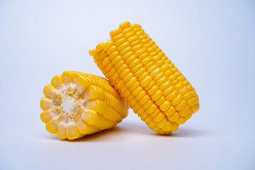 Fresh corn or maize isolated in white background