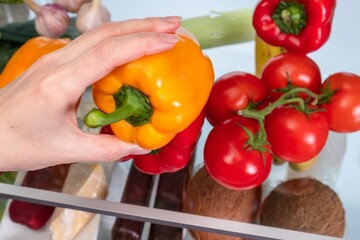 Fridge frozen ingredient meal nature,  pepper refrigeration.