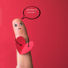 Finger art concept. The concept is not shared love. Valentines day