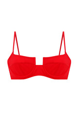 Blank red swimsuit top part. Front view