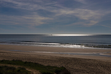 beach and sea desert in winter a sunny day
