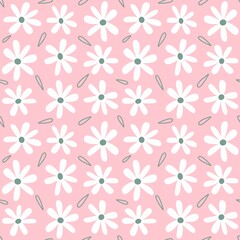 Cute lovely seamless pattern background illustration with daisy flowers	