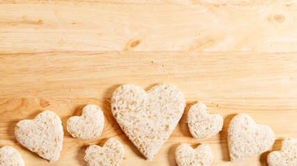 a heart shape cutted out of wholewheat bread
