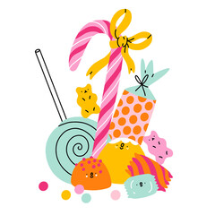 Candy land characters, vector composition