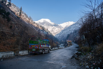 Naklejka premium Mountain view of Mahandri Village, Kaghan Valley 