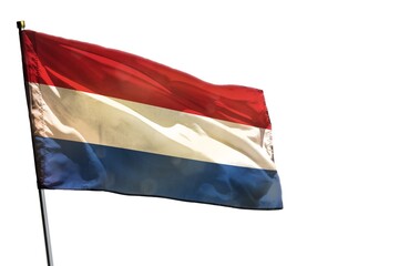 Fototapeta na wymiar Fluttering Netherlands flag on clear white background isolated.