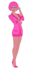 smiling business woman wearing pink