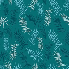 TURQUOISE BACKGROUND WITH DELICATE PALM LEAVES