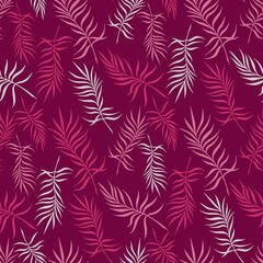 CRIMSON BACKGROUND WITH DELICATE PALM LEAVES