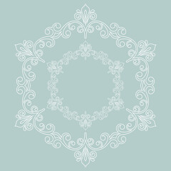 Oriental pattern with arabesques and floral elements. Traditional classic ornament. Vintage white pattern with arabesques