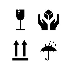 Fragile symbols set packaging mark icons. Vector