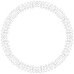 Oriental vector round frame with arabesques and floral elements. Floral light round border with vintage pattern. Greeting card with place for text