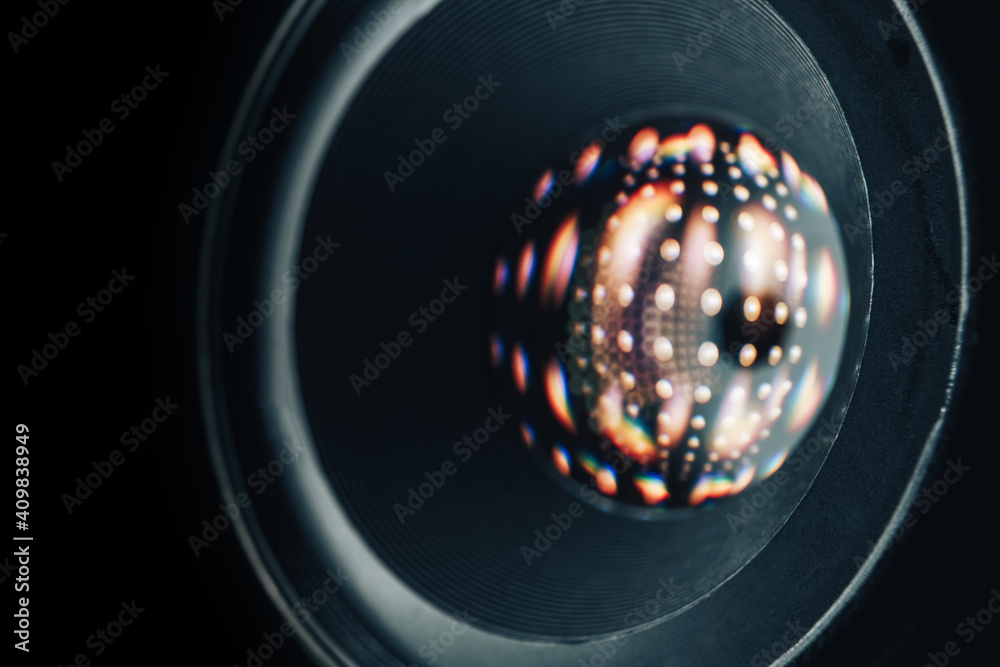 Aufkleber Beautiful abstract camera lens with  glass reflection.  Background pattern for design.