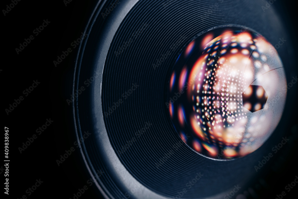 Aufkleber Beautiful abstract camera lens with  glass reflection.  Background pattern for design.