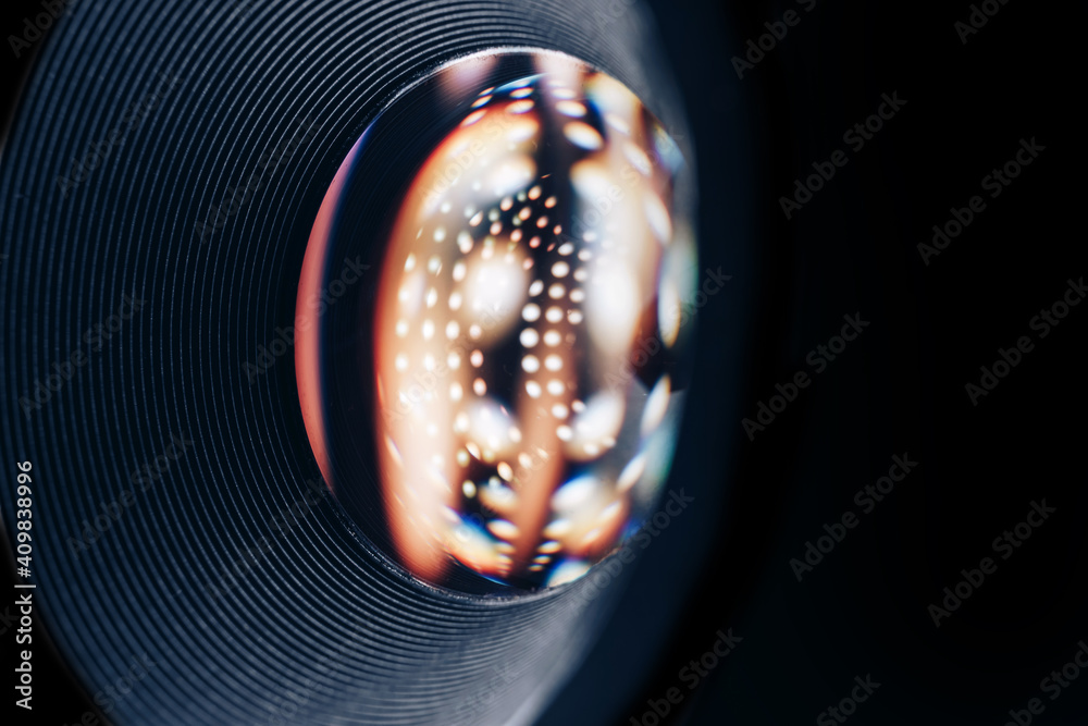 Aufkleber beautiful abstract camera lens background multi colored glass reflection.