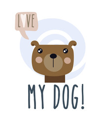 Editable vector. Drawing my best friend. Funny doggy drawing. 