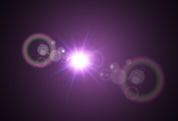 Bright beautiful star.Vector illustration of a light effect on a transparent background.