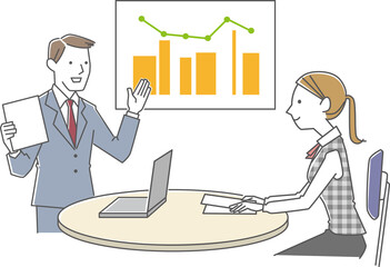 A businessman and an office lady who have a meeting