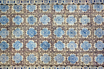 Traditional blue and white Portuguese wall tiles