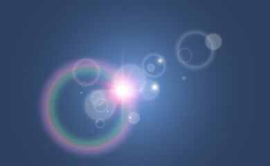Bright beautiful star.Vector illustration of a light effect on a transparent background.