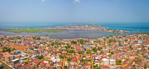 Aerial view of Freetown, Sierra Leone - looking towards Aberdeen